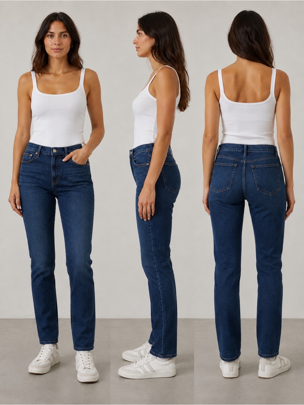 GAP Women's Straight Leg Jeans in Dark Blue Denim